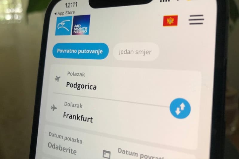 Air Montenegro has launched a mobile app: 1 click to buy a ticket