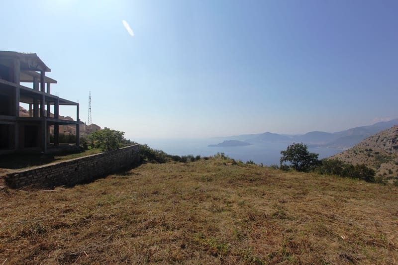 Building plot in Kuljača, Budva Riviera, Montenegro, with panoramic sea and mountain views.