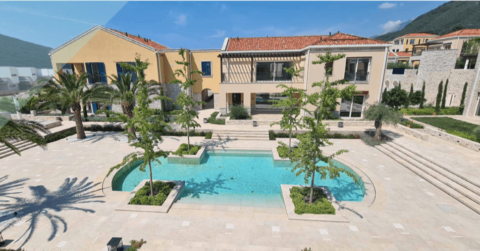 Luxury villa with a swimming pool and landscape design in the Porto Novi residential complex, Kumbor, Montenegro.