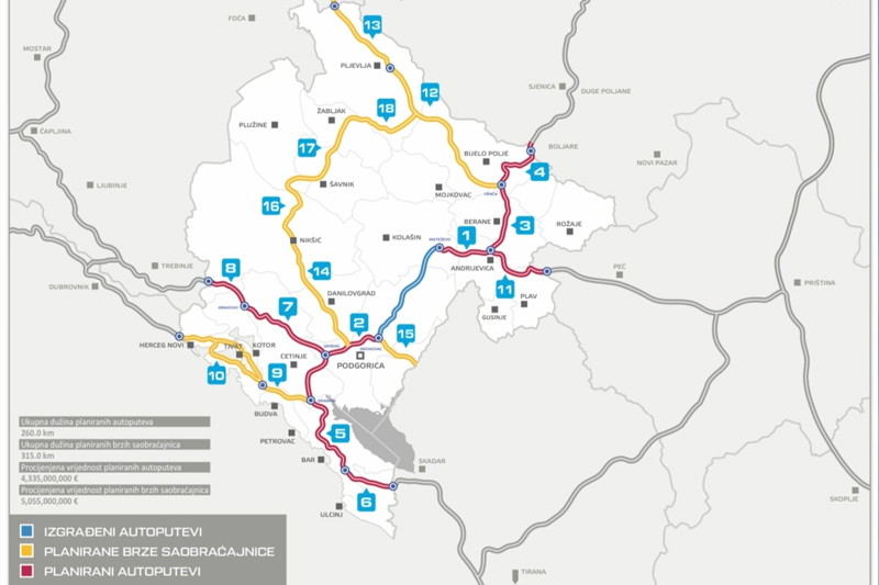 Autobahn Bar – Boljare: Vertrag über 3,6 Mio. Euro für die Planung des Abschnitts Andrijevica – Berane – Boljare unterzeichnet
