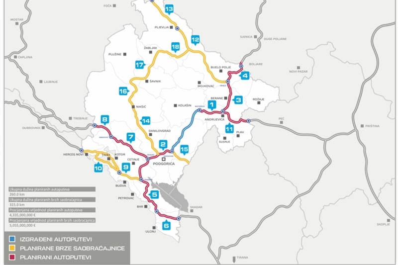 Die Autobahn Bar–Boljare in Zahlen: 165 km des größten Infrastrukturprojekts Montenegros