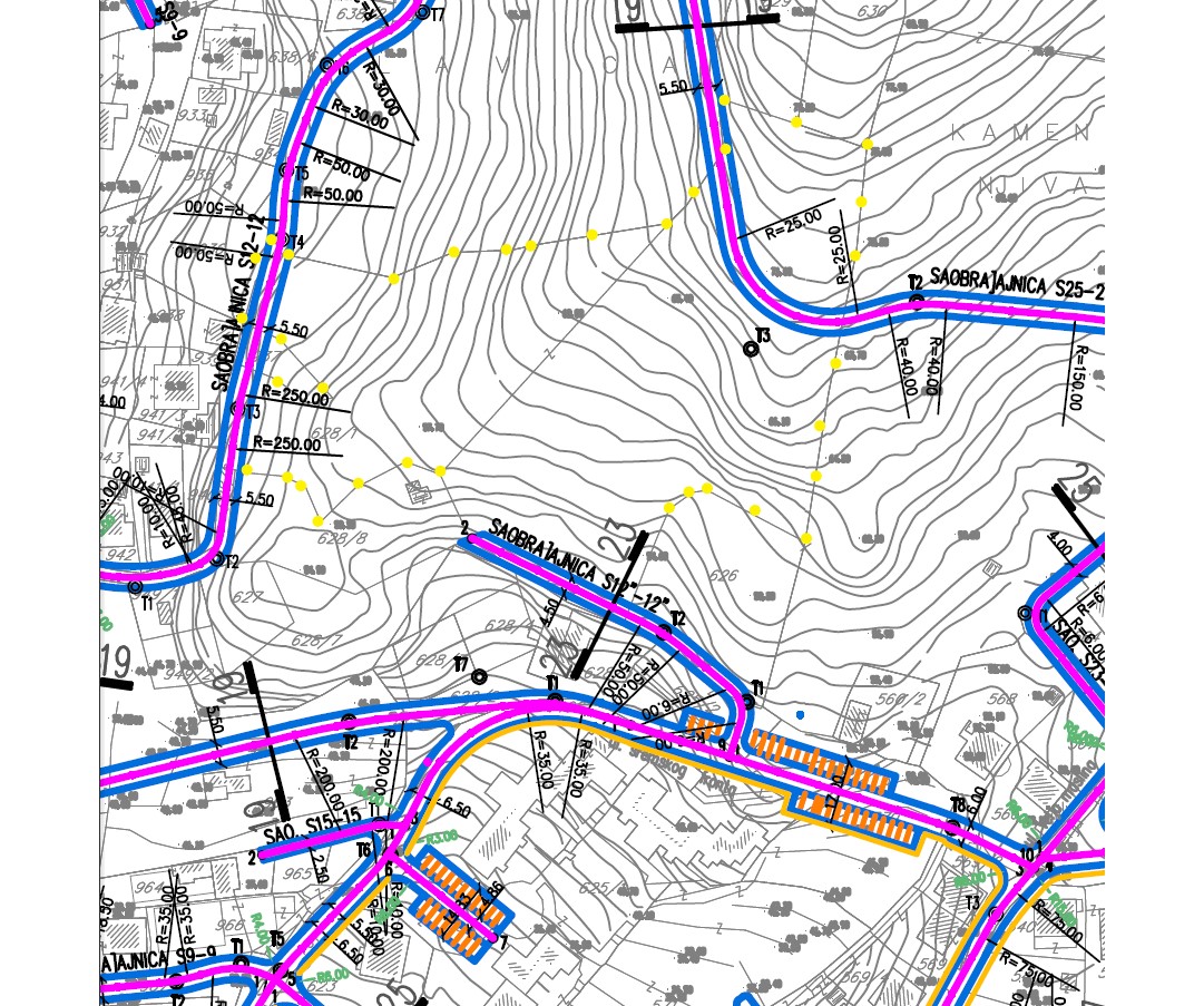Detaillierter topografischer Lageplan des Grundstücks Nr. 1724 in Bečići, Montenegro, mit Markierung der Straßen und des Geländes.