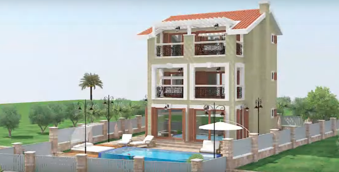 Dreistöckige Villa mit Pool und Terrassen in Herceg Novi, Montenegro: modernes Hausprojekt mit Grundstück.