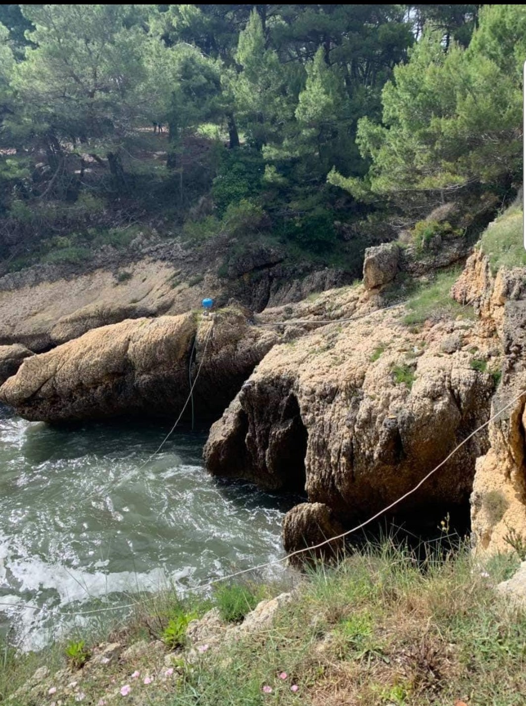 Picturesque rocky shore and sea on a plot of land in Ulcinj, Montenegro, with views of nature and the coastline.