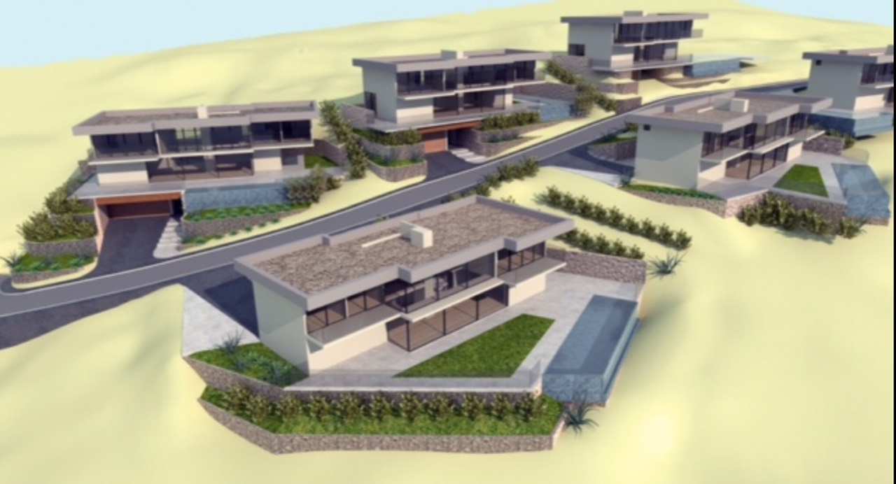 Herceg Novi, Karadağ’da havuzlu ve teraslı modern villaların 3D görselleştirmesi: lüks gayrimenkul projesi.