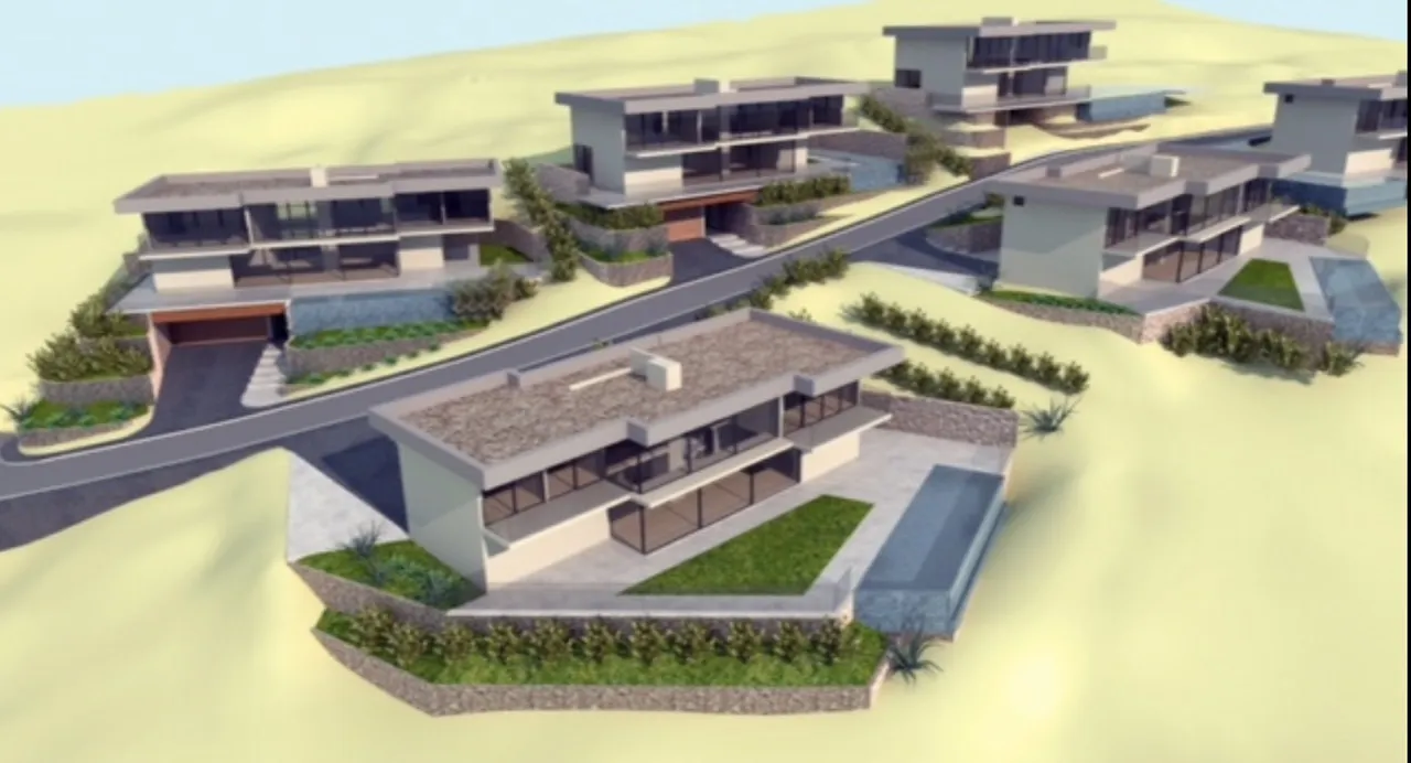 3D-Visualisierung moderner Villen mit Pools und Terrassen in Herceg Novi, Montenegro: Projekt für Luxusimmobilien.