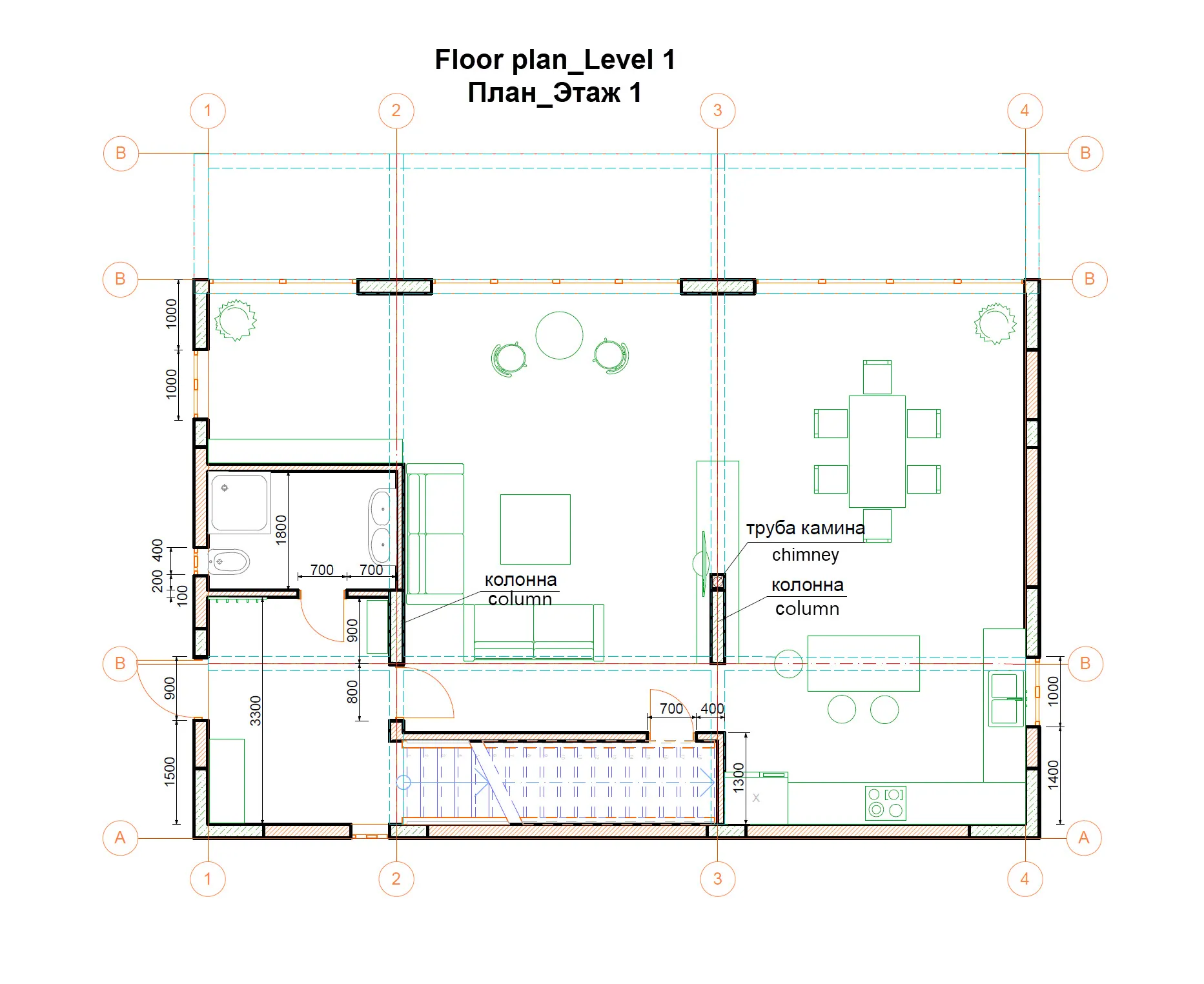 Architektonischer Grundriss des ersten Geschosses