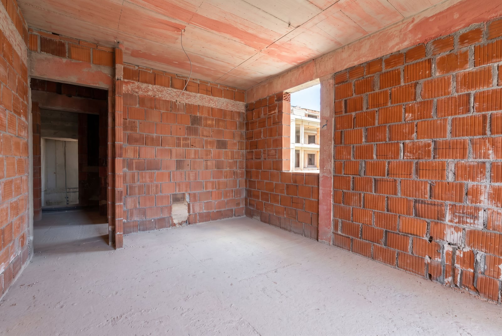 Apartment for finishing with brick walls in a new build in Tivat, Montenegro