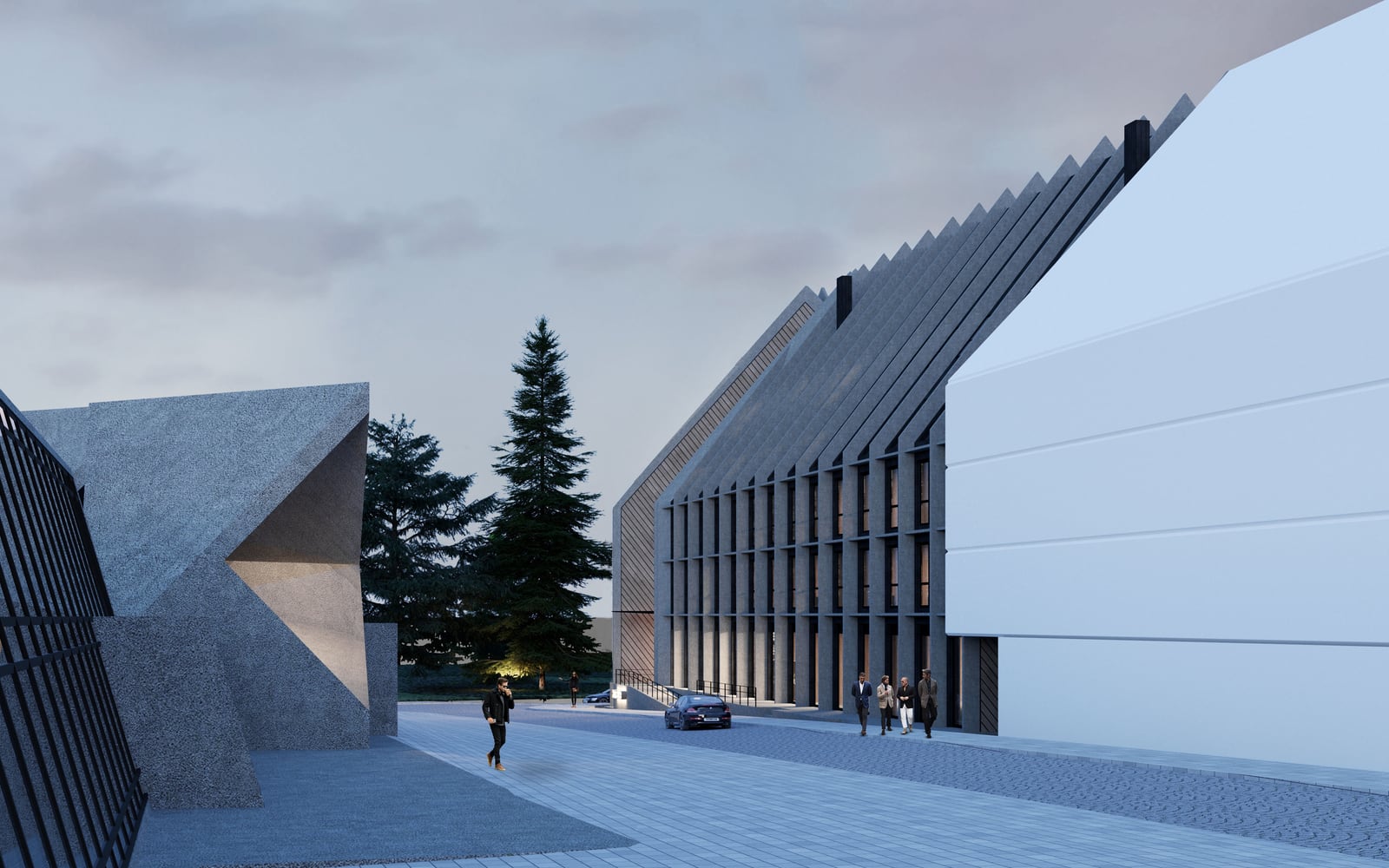 Modern hotel with a futuristic facade design in Kolašin, Montenegro: exterior view and surrounding area.